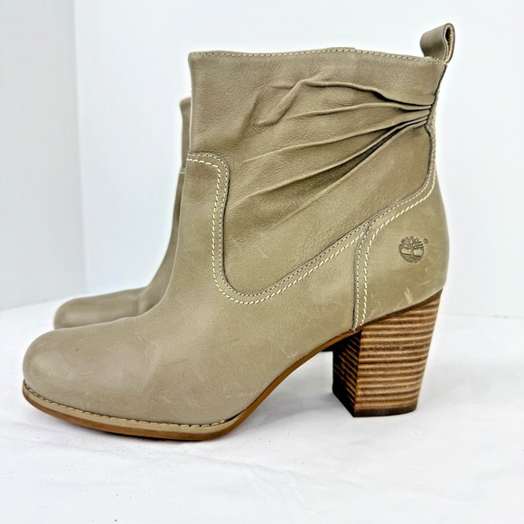 Timberland Boots Womens Size 10 Gray Leather Stacked Heel Ankle Booties 28654M - Picture 1 of 16
